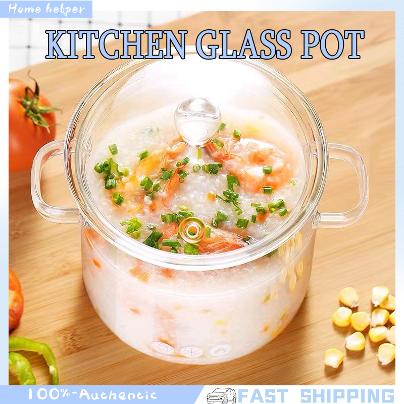 COD high borosilicate glass soup pot with ceramic pot glass binaural