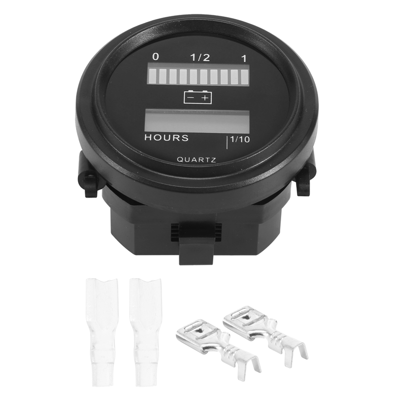 LED with Hour Meter Round Battery Indicator Meter Gauge 12/24V 36V 48V