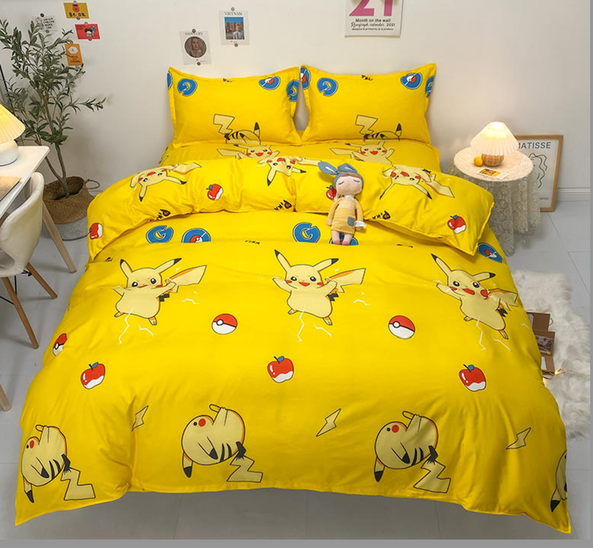 VERSUZ 3in1 Korean Cotton Garterized Bedsheet Set (Pokemon) Lazada PH