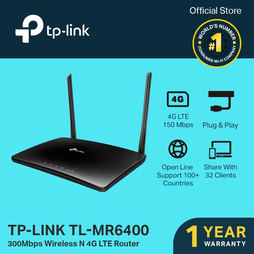 TP-Link TL-MR6400 300Mbps Wireless N 4G Openline LTE Router, 4G Router, WiFi Router, 4G WiFi Router, WiFI Hotspot, Globe/Smart/Sun SIM Supported, Open Line, TP LINK