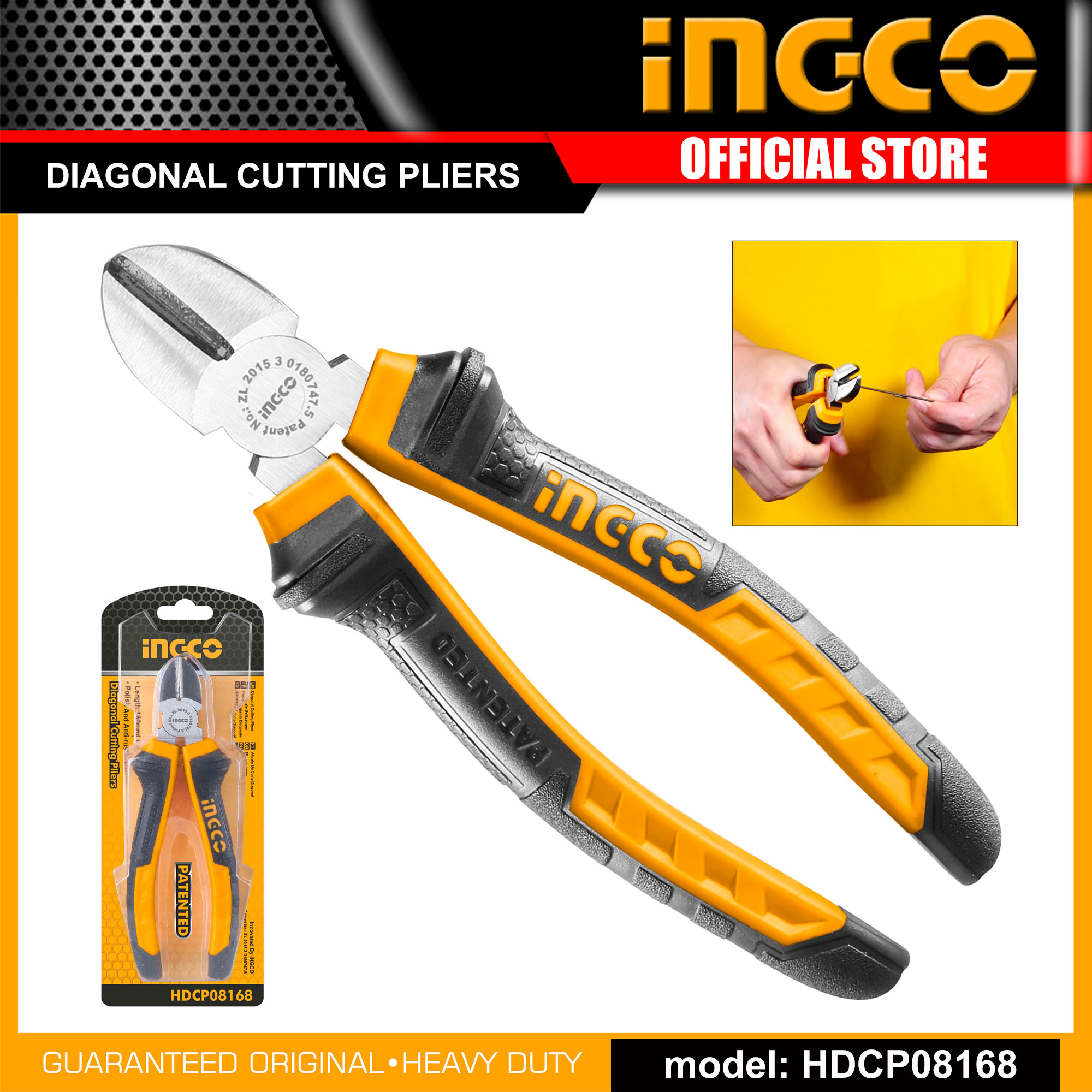 INGCO Diagonal Cutting Pliers with Comfortable Grip 6" HDCP08168 IHT