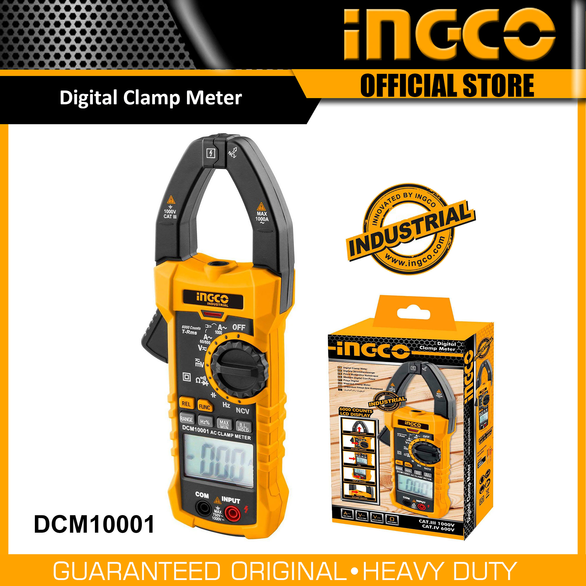 INGCO Digital Clamp Meter Electrical Test Tool 6000counts DCM10001 IPT