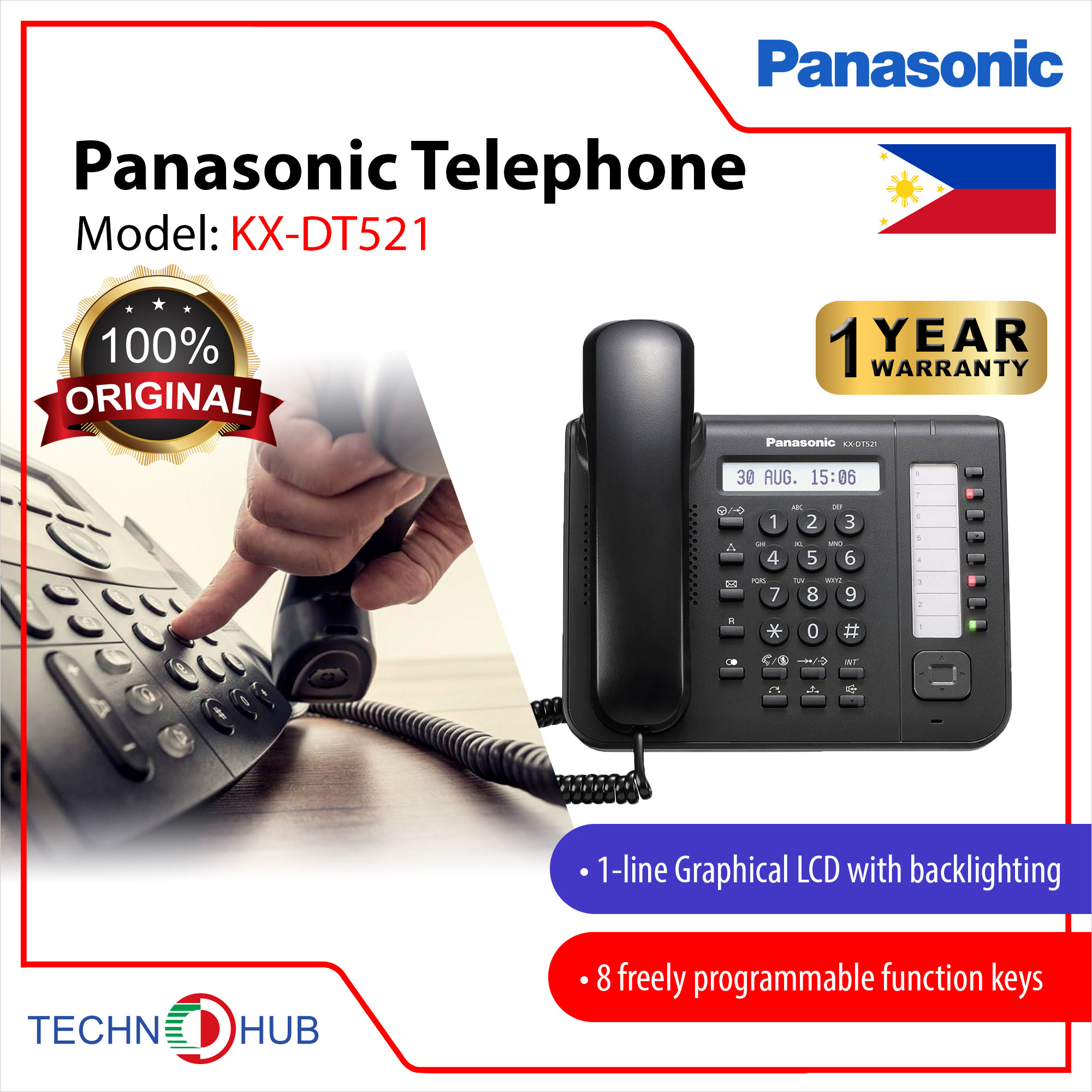 PANASONIC KX-DT521 Telephone 1/16 Main LCD Display with Flexible CO  Buttons Lazada PH