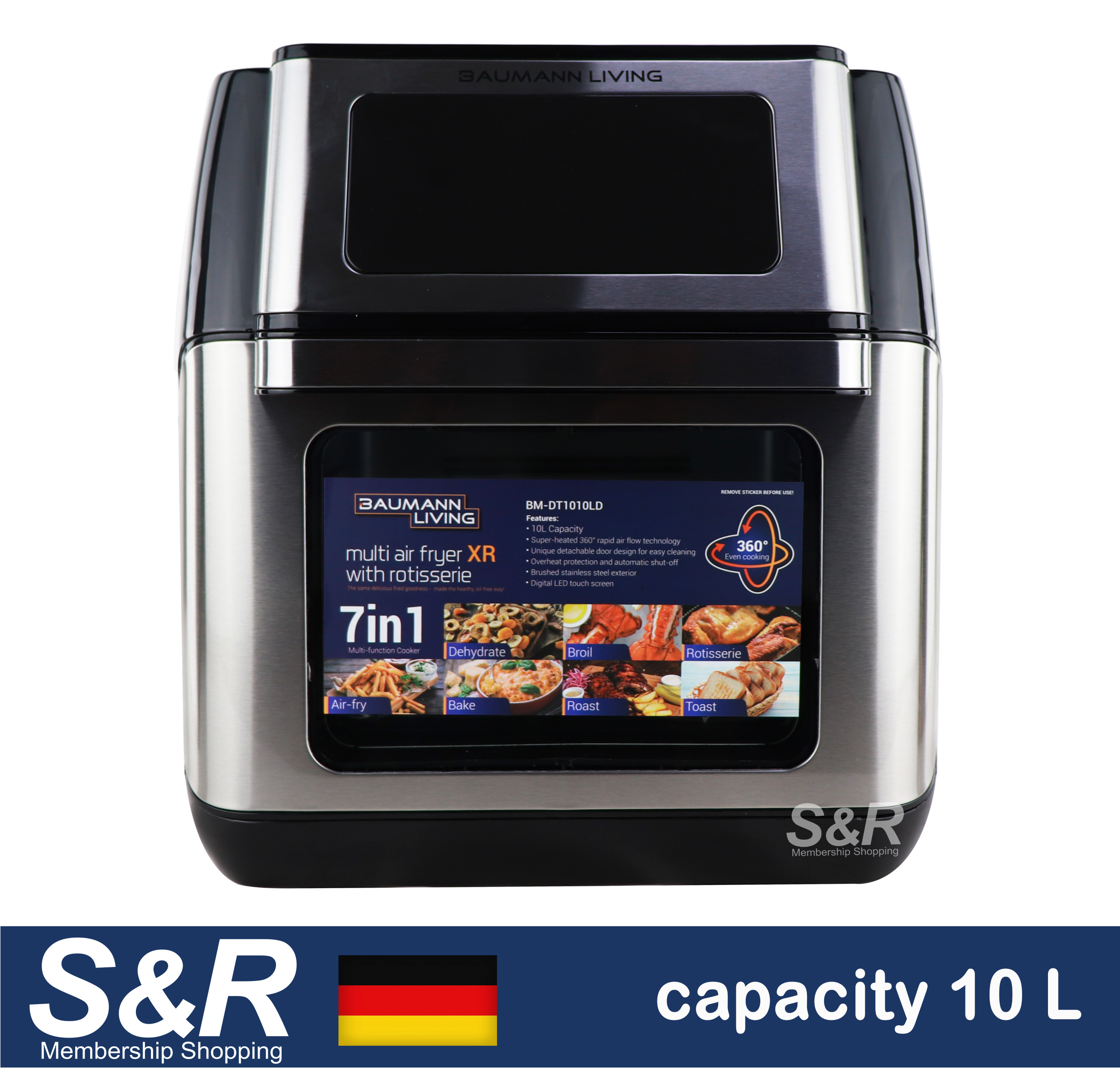 Baumann Living Multi Air Fryer XR with Rotisserie BMDT1010LD Lazada PH