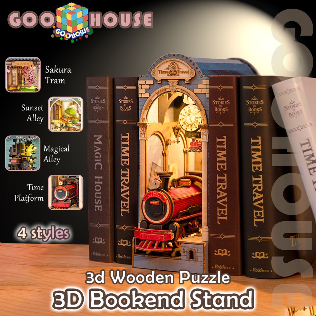  Rolife DIY Book Nook Kit 3D Wooden Puzzle, Bookshelf Indert  Decor with LED DIY Bookend Diorama Dollhouse Kit Crafts Hobbies Gifts for  Adults/Teens (Sunshine Town) : Toys & Games