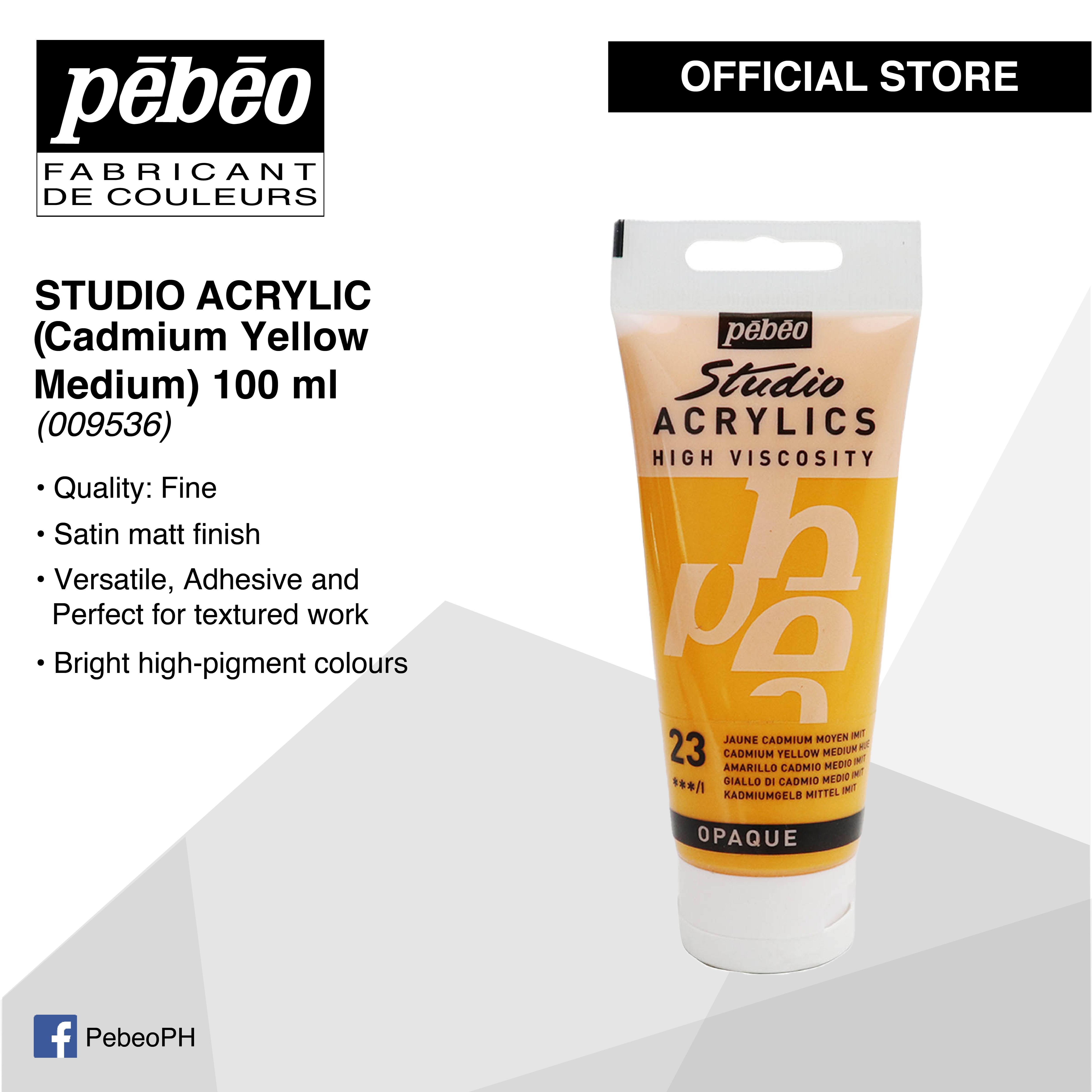 Pebeo Studio Acrylic 100ml - Cadmium Yellow Medium