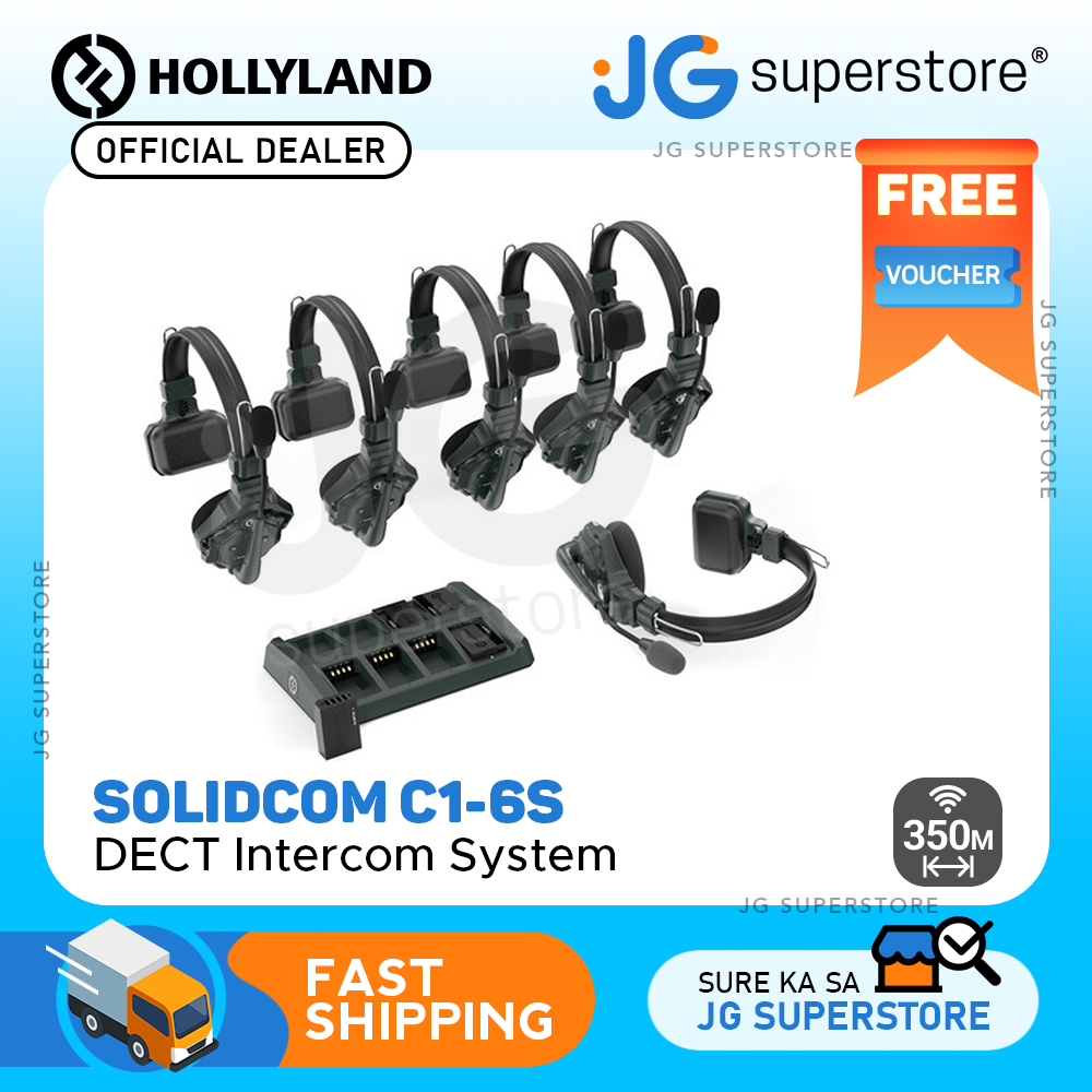 Hollyland Solidcom C1-4S Full-Duplex Wireless DECT Intercom System with 4  Headsets (1.9 GHz)