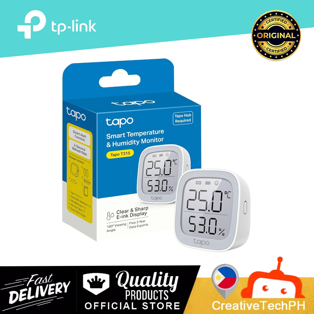 TP-Link Tapo T315 Real-Time Accurate Monitoring Smart Temperature Humidity  Monitor (HUB REQUIRED)