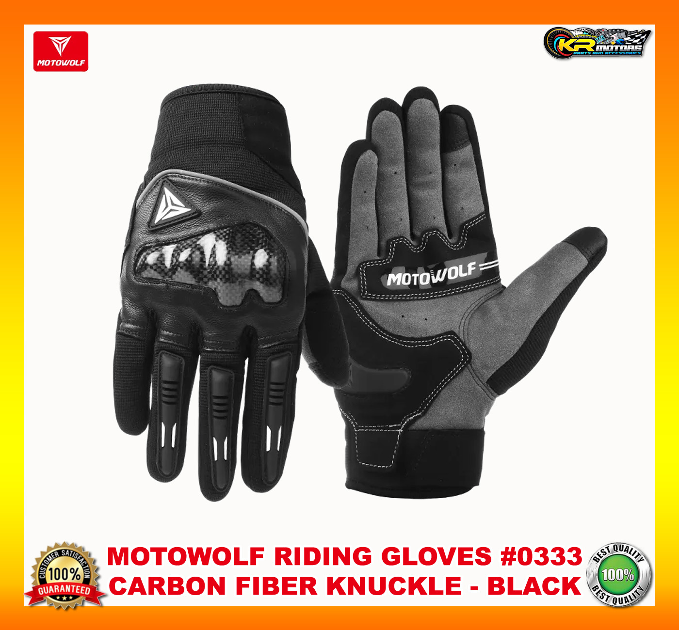 Motowolf Riding Gloves 0333 Carbon Fiber Knuckle / Riding Gear Protection / TPU Leather