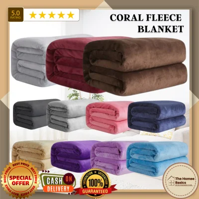 The Homee Basics - Super Soft Fluffy Korean Coral Fleece Blanket Sofa Cover Bedspread Flannel Blanket Size 206 x 140 cm Warm Breathable Microfiber Flank Fleece Blanket Malambot na Kumot Kumot na makapal