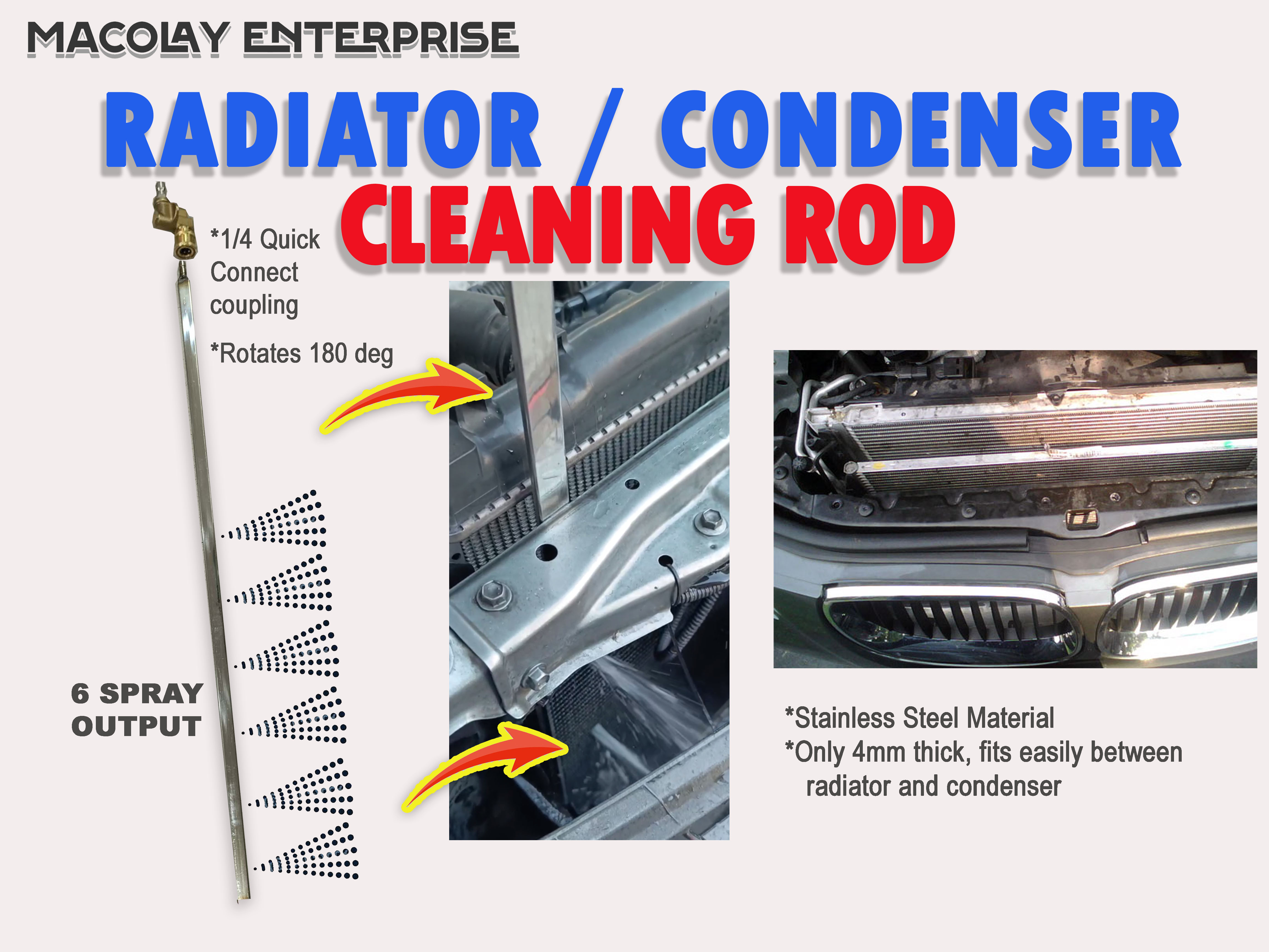 Radiator and Condenser Cleaning Rod Sprayer attachment to pressure ...