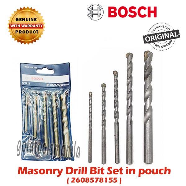 Bosch Masonry Drill Bit Set In Pouch ( 5 Pieces Best For Concrete ) 5 Tc Masonry  Drill Bits Dia. 4/5/6/8/10 Mm ( 2608578155 ) | Lazada Ph