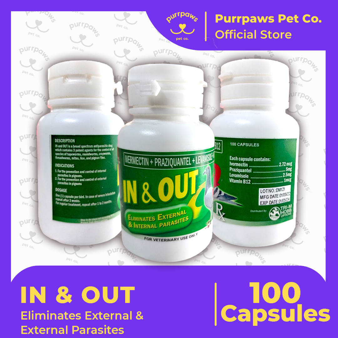 IN & OUT Dewormer for Pigeons (100 capsules) Lazada PH