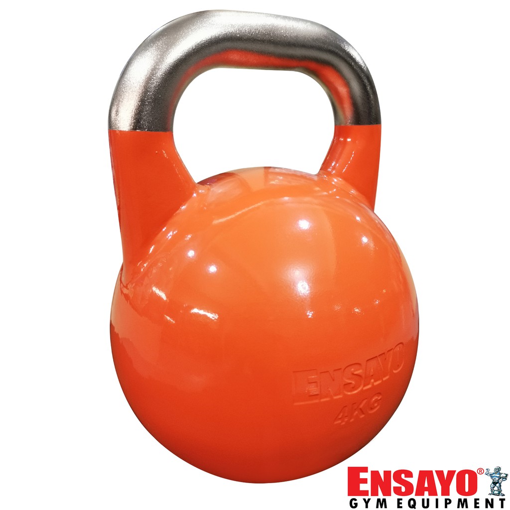 ENSAYO Steel KETTLEBELL 4Kg Gravity 8Lbs KB FREE MiniBand Red Fitness Competition Kettlebells