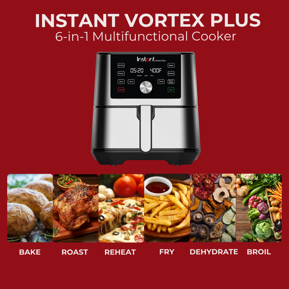 Instant Brands Vortex 6 Plus 6-in-1 Air Fryer 5.7L - Air Fry, Bake