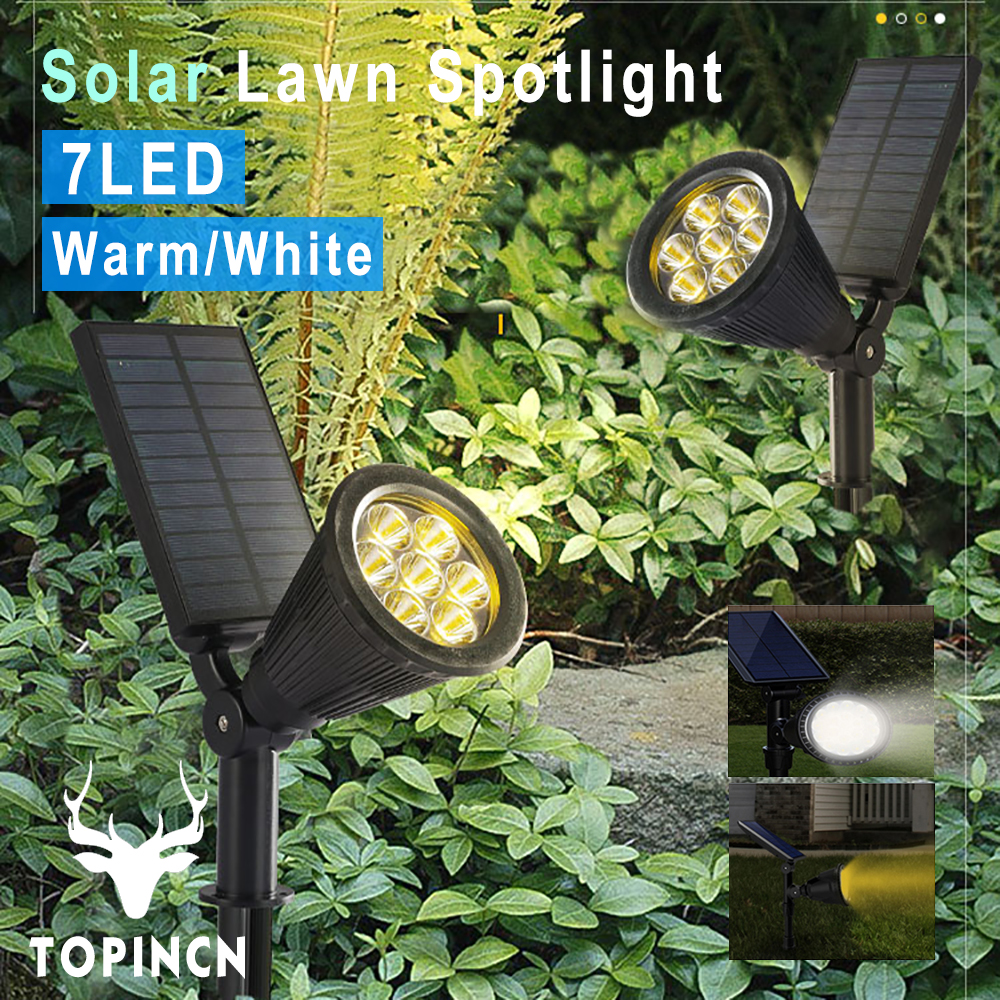 7 LED Solar Lights Outdoor Spotlights 2 Colors Waterproof Wall Light