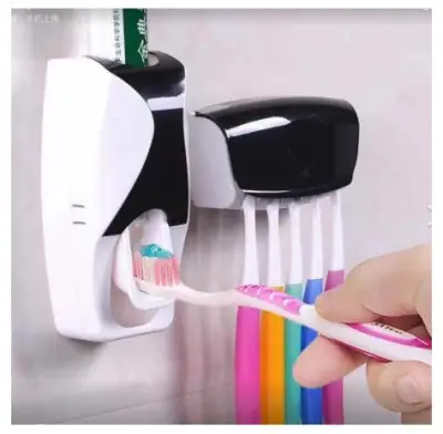 Automatic Dustproof Toothpaste Dispenser with Toothbrush Holder