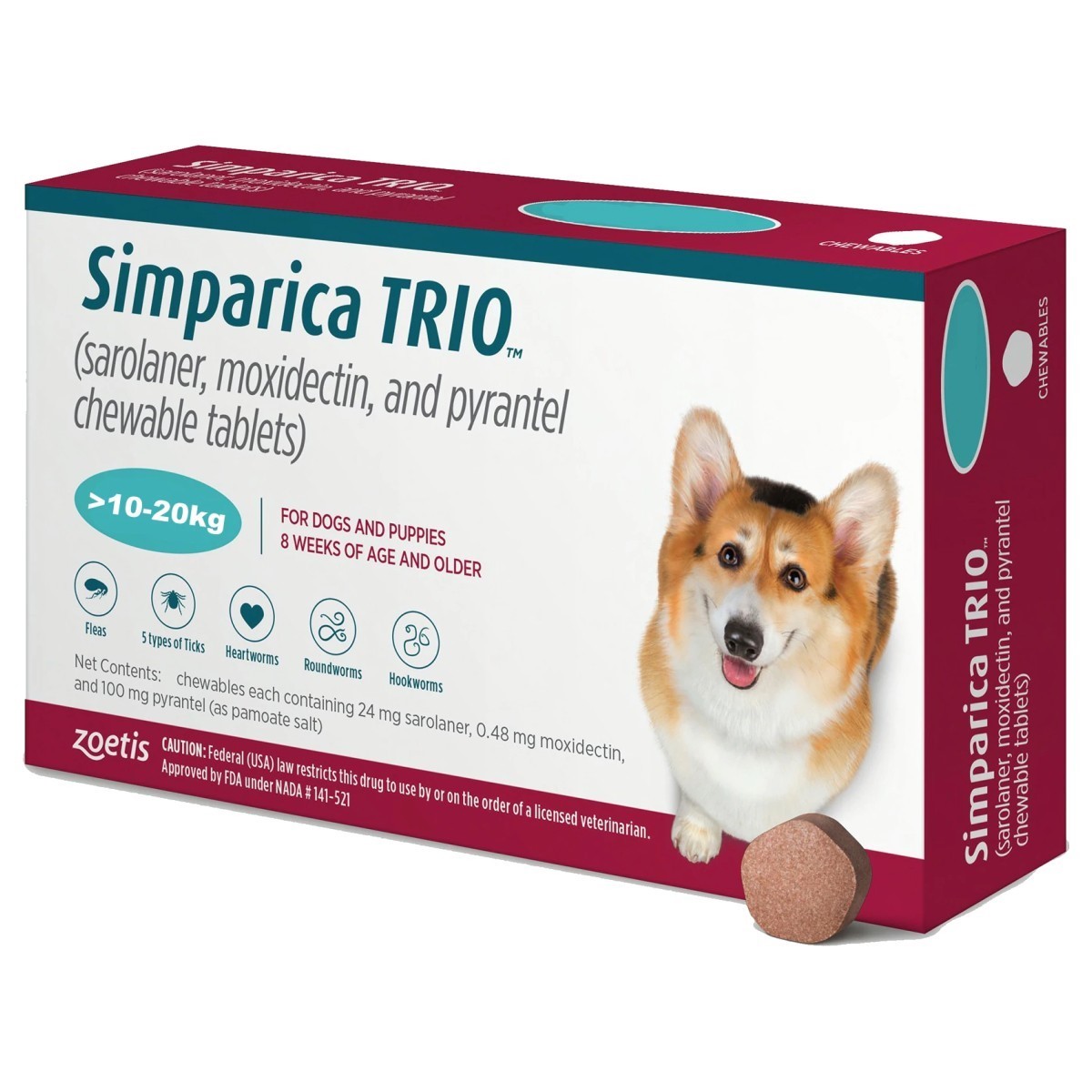 SIMPARICA TRIO FOR DOGS 10 KG TO 20 KG 3 TABLETS PER BOX Lazada PH