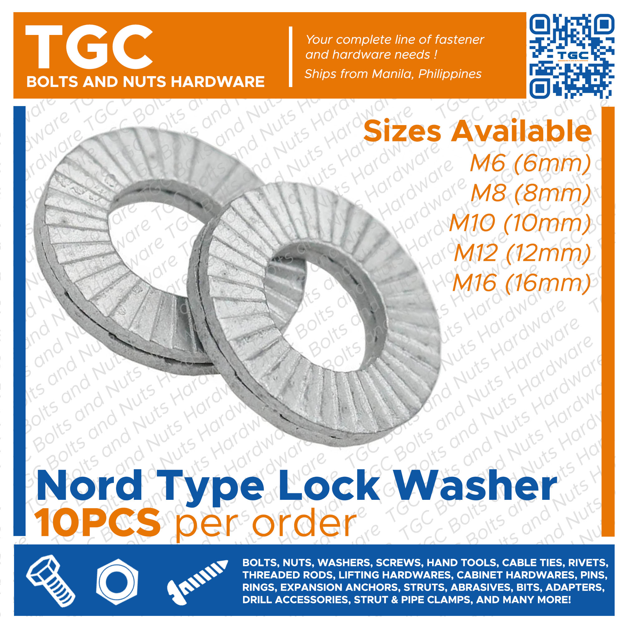 10PCS Dacromet Lockwasher / Nord Type Lock Washer / Serrated Washer TGC