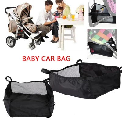 WFL1DW Infant Bottom Basket Organizer Bag Portable Pram Stroller Basket Stroller Accessories Hanging Basket