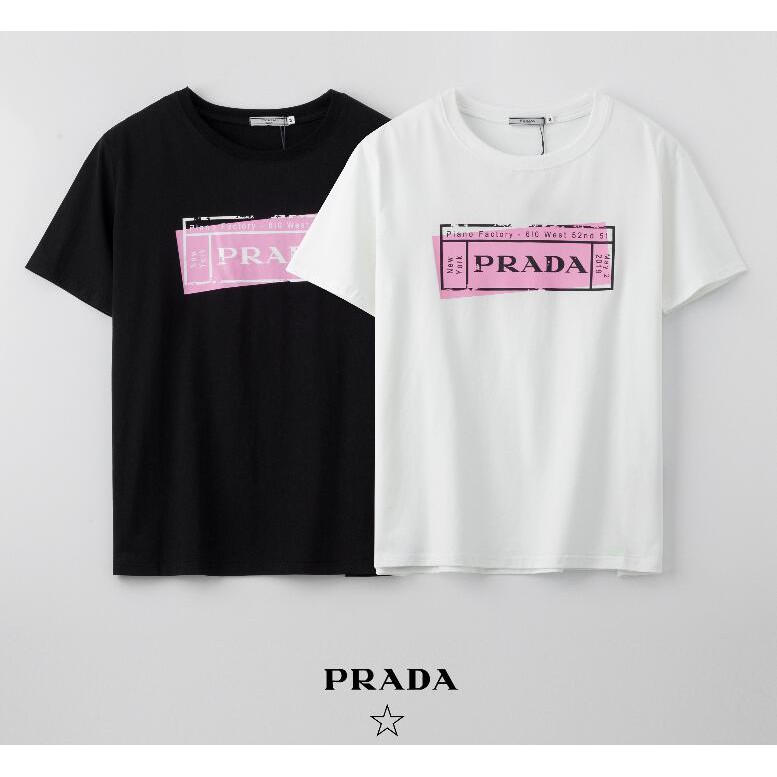 Prada Fashion printed cotton unisex T-shirt short sleeve shirt | Lazada PH