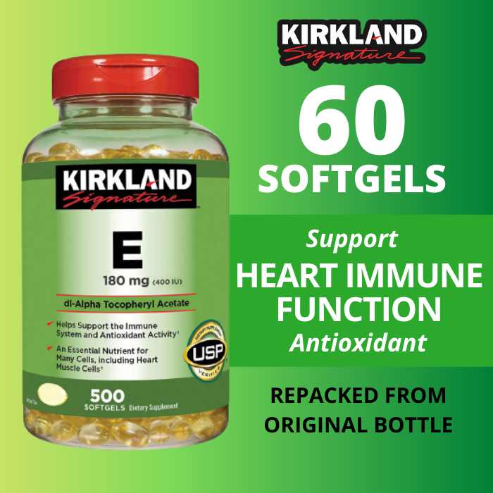 KIRKLAND Vitamin E 180mg 60 Softgels REPACKED VITAMIN E Original from
