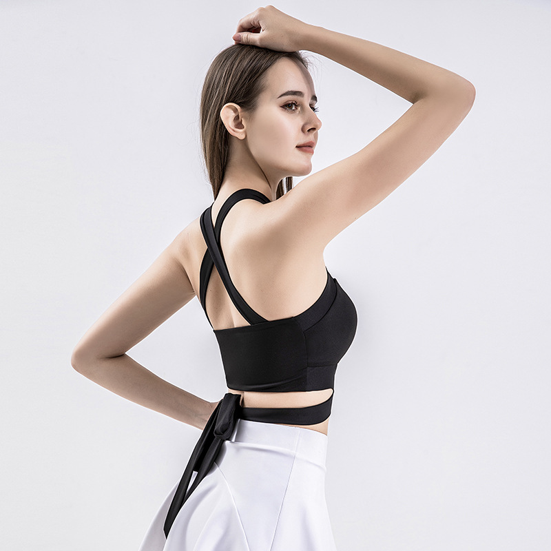 SUPERFLOWER Fashion Yoga Fiess Vest Cross Back Running Svedabsorberende stødsikker BH Top til kvinder_voghion.com