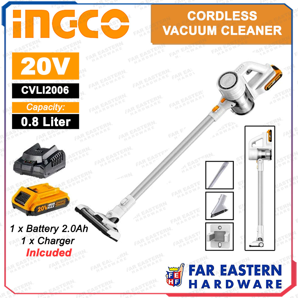 INGCO Cordless Vacuum Cleaner 20V w/ Battery & Charger CVLI2006 INPTCL