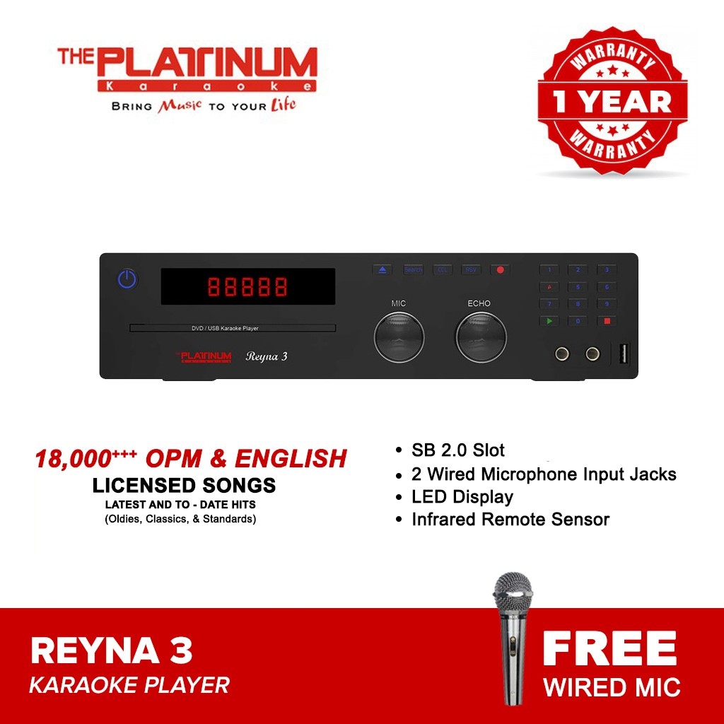 PLATINUM REYNA 3 DVD Karaoke Player Free HighEnd Mic vol.87 Lazada PH