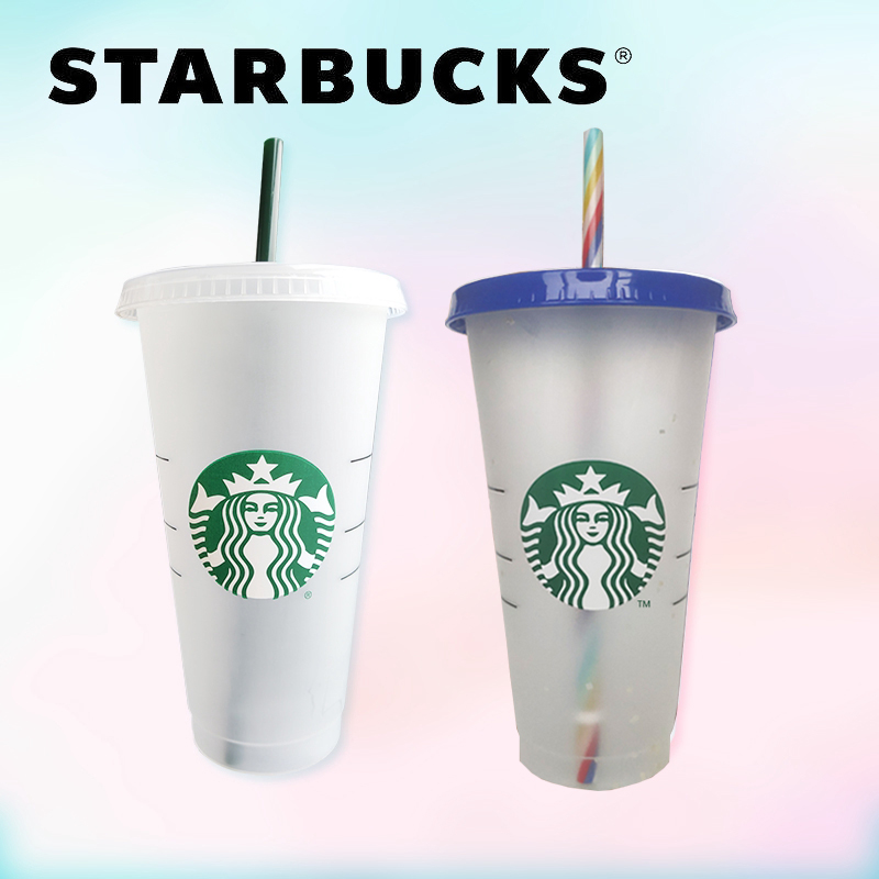 starbucks tumbler Color Changing Confetti cup reusable straw plastic cup  tumbler with straw fl oz ml