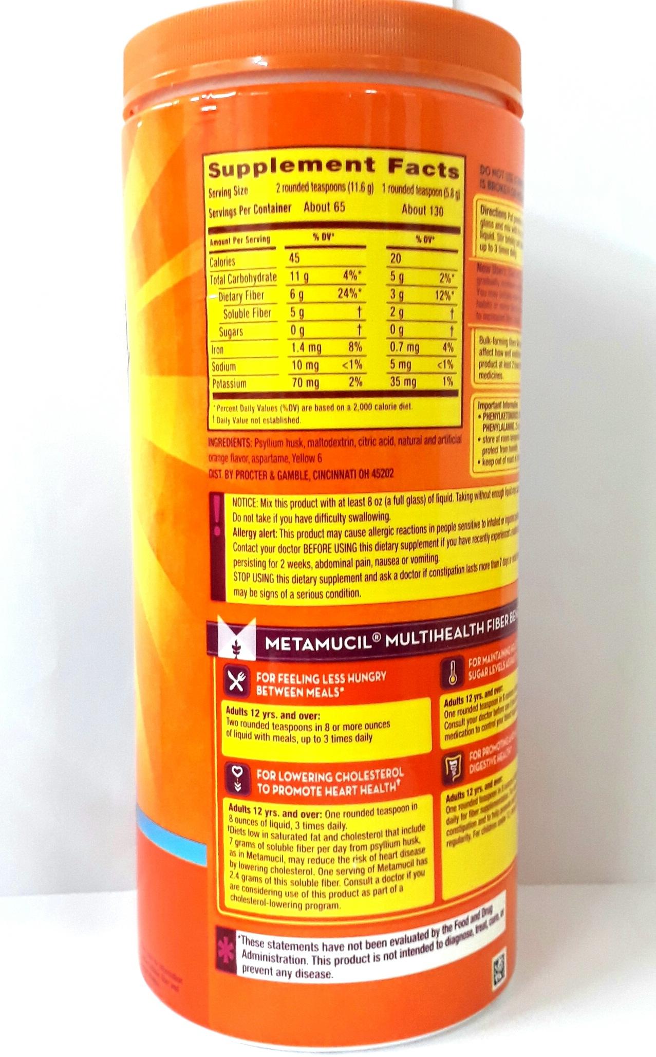 Metamucil Multihealth Fiber Powder 754g (Orange) sugar free review and
