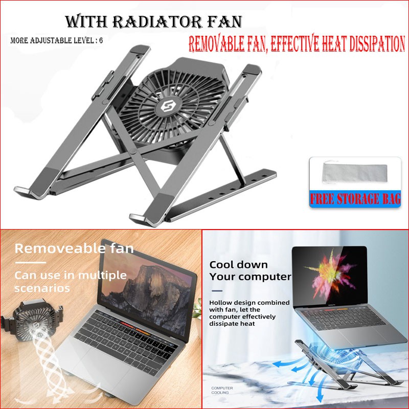 【Ready Stock】 Laptop Stand With Fan Aluminum Alloy Laptop Stand Laptop