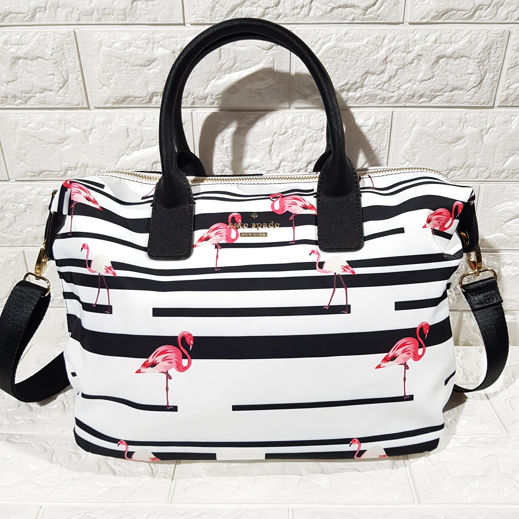 Kate Spade Lyla Crossbody Bag Flamingo Print Nylon - White and Black  Stripes | Lazada PH