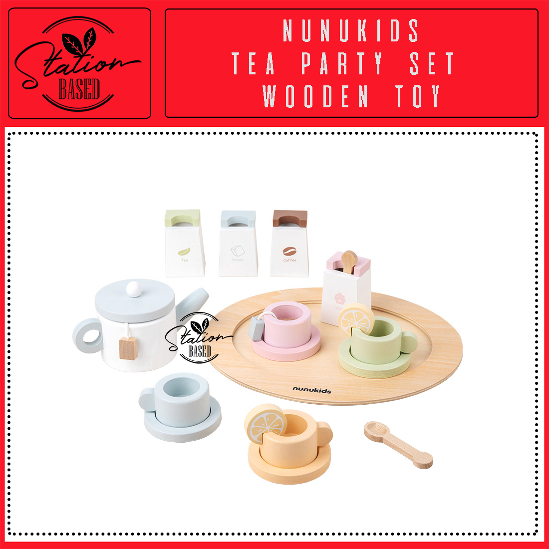 Nunukids Tea Party Set Wooden Role Play Toy Lazada PH