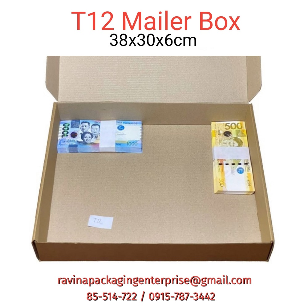 Mailer Box / Die Cut Box T12 ( 380 x 300 x 60 mm) Set of 25 Pcs Lazada PH