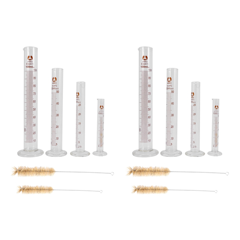 X Thick Glass Graduated Measuring Cylinder Set Ml Ml Ml Ml