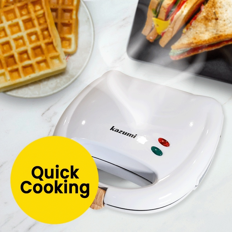 KIMSTORE Kazumi 3 in1 Sandwich Maker Waffle Iron Panini Press Grill