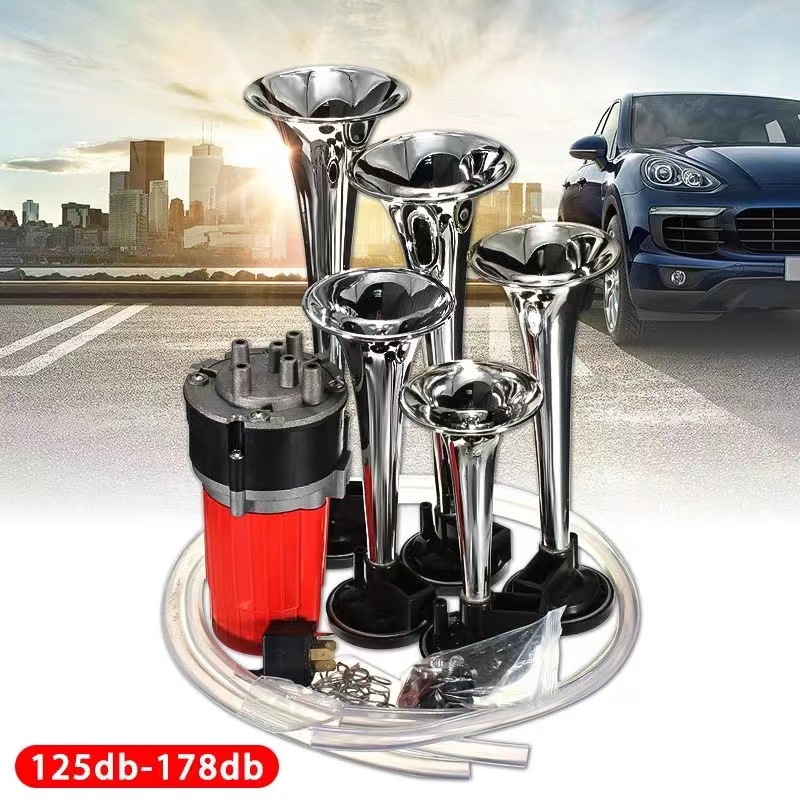 Five Tube Music Air Horn Truck car bus boat motorcycle Modified Car Air Horn  Kit For Lazada PH