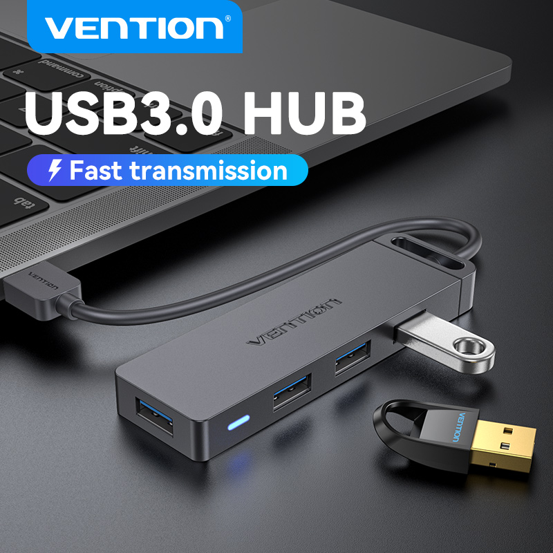 Vention USB Extension HUB 4 Port USB 3.0 Adapter with Power Supply Micro USB Multiple USB Splitter High Speed OTG Extension for Laplop PC Computerr USB 3 0 HUB