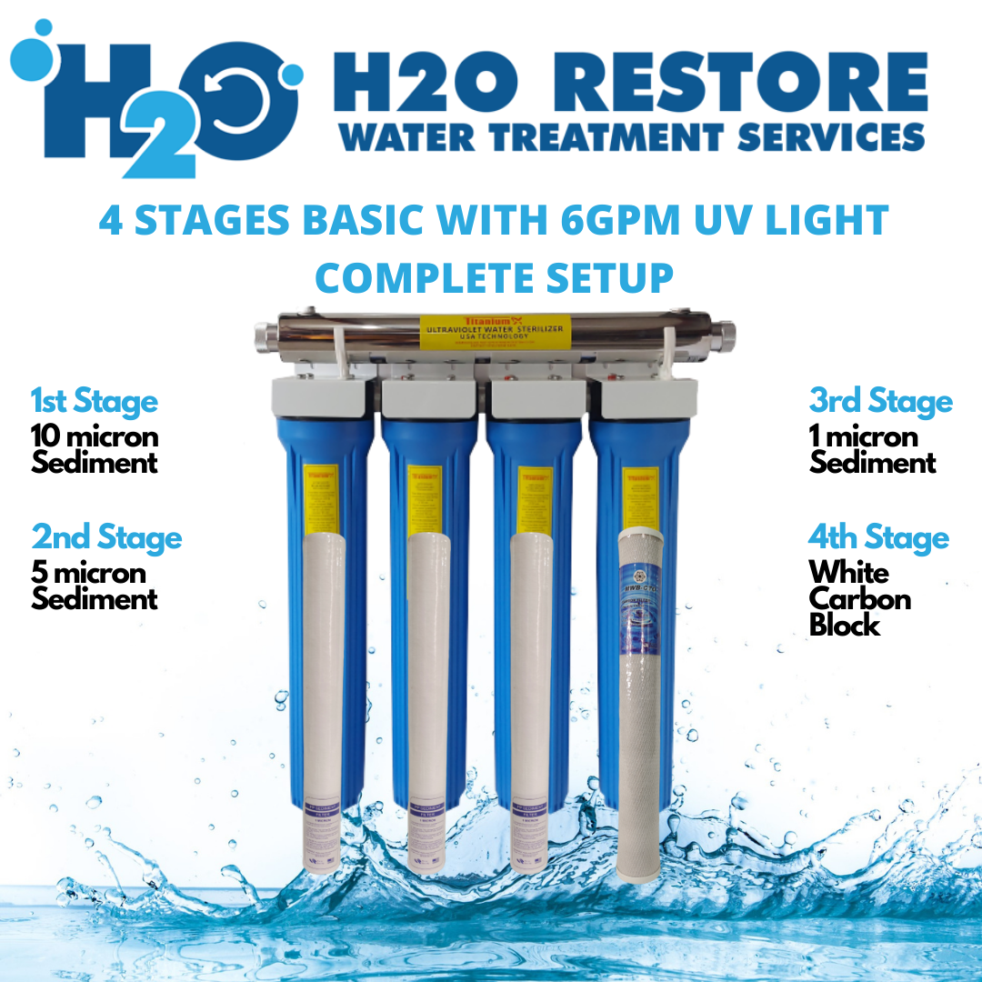 Water Filter 4 Stages Basic with 6GPM UV Light Water Filter For Mineral Water Output 4 STAGES