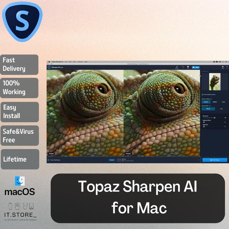 【MAC】Topaz Sharpen AI 3.3.0 Lifetime for Intel and M1 Chip Apple Silicone MacOs/Macbook/Mac