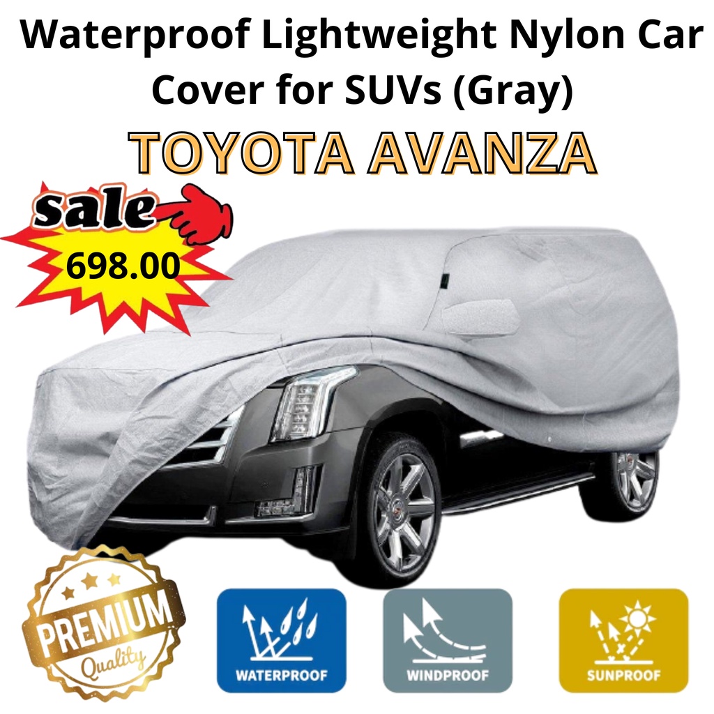 TOYOTA AVANZA Waterproof Lightweight Nylon Car Cover for SUVs (Gray