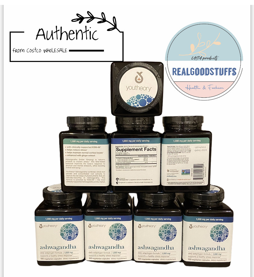 Youtheory Ashwagandha 150 capsules, 1000 mg, helps reduce stress