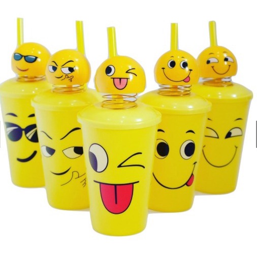 Plastic Emoji Unique Cup RANDOM Emoticons Coffee Cups with straw, Heart ...