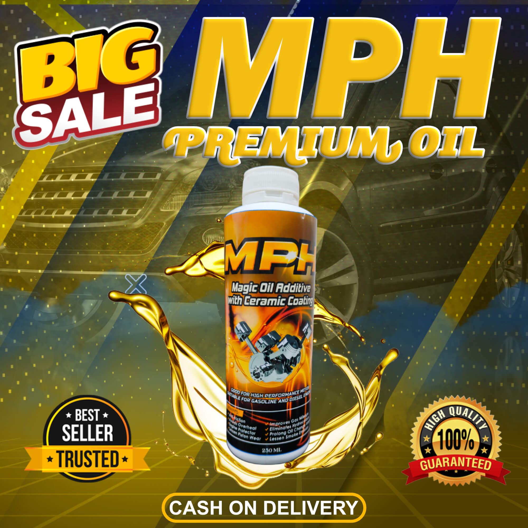 MPH PREMIUM OIL ADDITIVES FOR GASOLINE AND DIESEL ENGINES, MOTOR, CAR