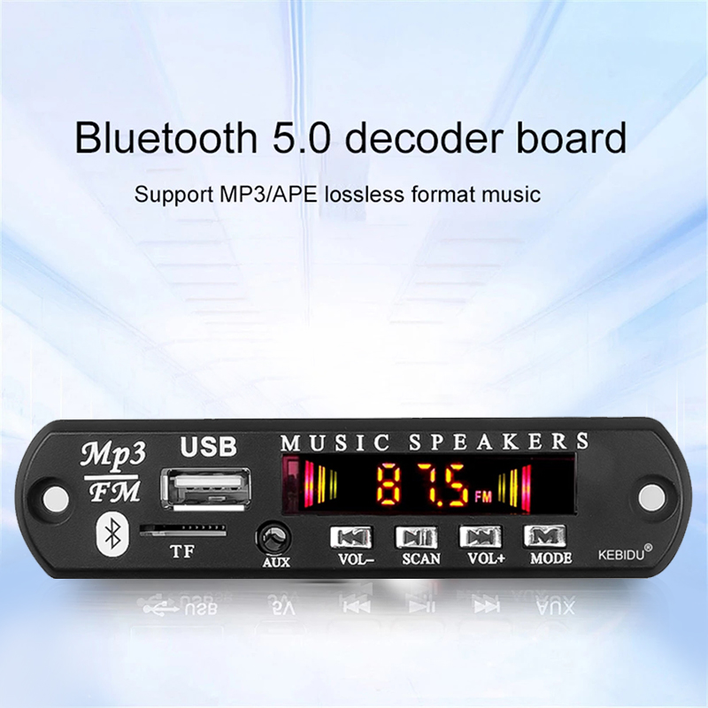 12v Car Bluetooth 5.0 MP3 Decoder Board with Remote Control FM Radio TF USB AUX Module Car Kit