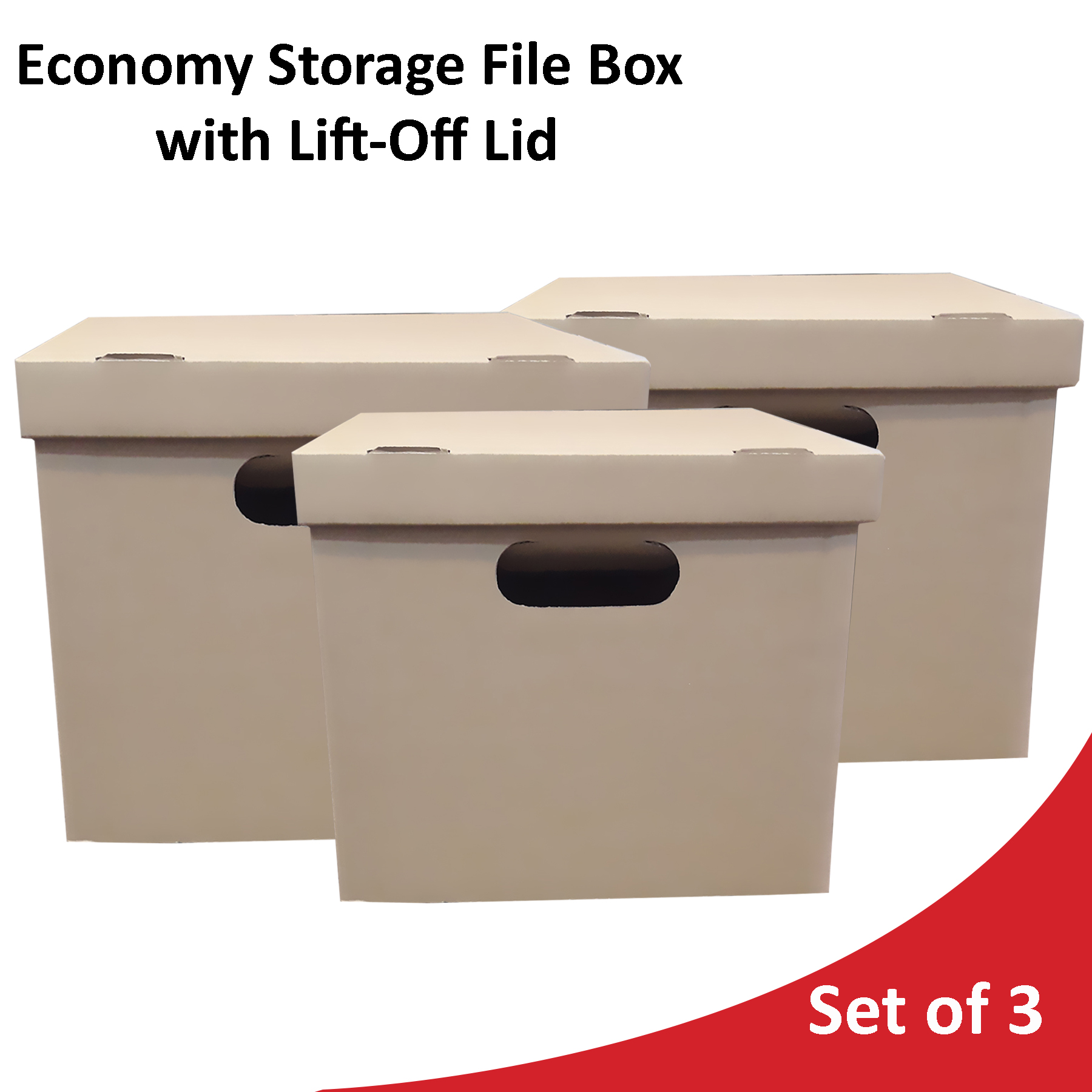 3 PIECES Economy Storage File Box with LiftOff Lid (Pack of 3) CAN FIT