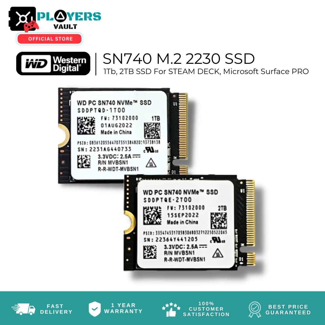 Western Digital 1TB and 2TB NVME m.2 2230 SN740 SSD for STEAMDECKS