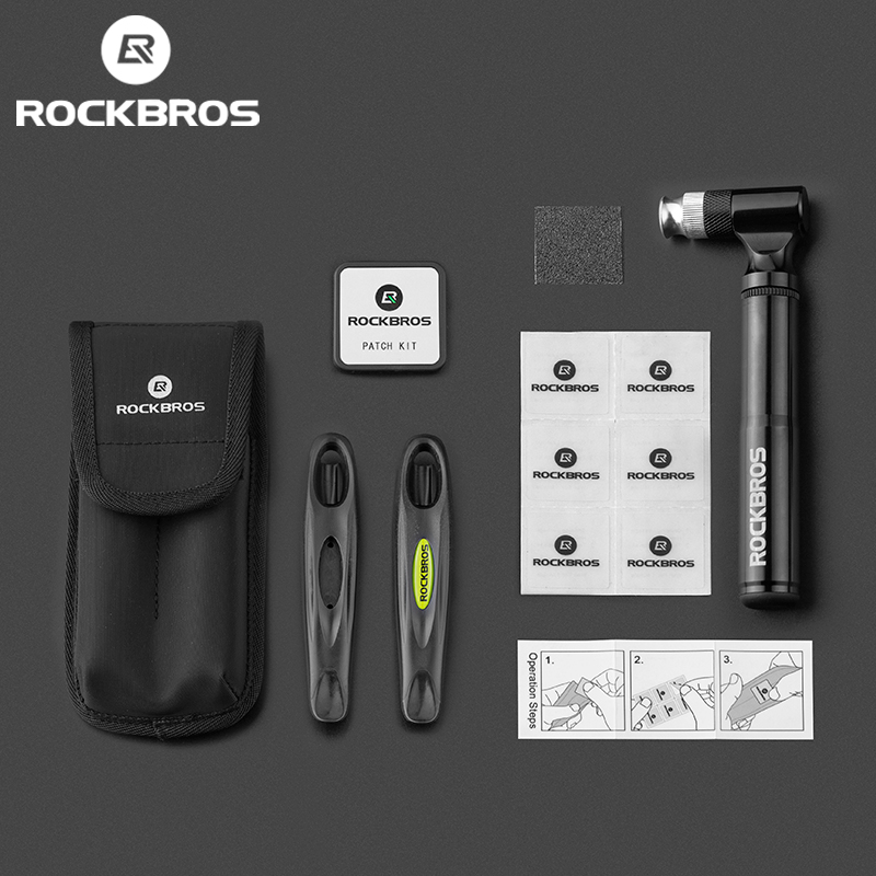 Rockbros bike tools 130psi av/fv aluminum alloy pump multi tool soft rubber tire patch tire lever multitool bike accessories