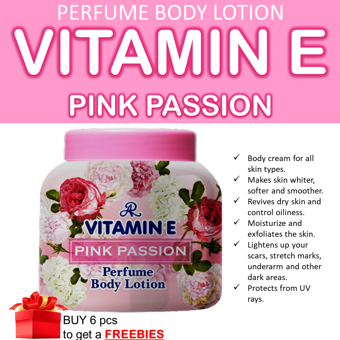Vitamin E Pink Passion perfume body lotion 200 grams Lazada PH